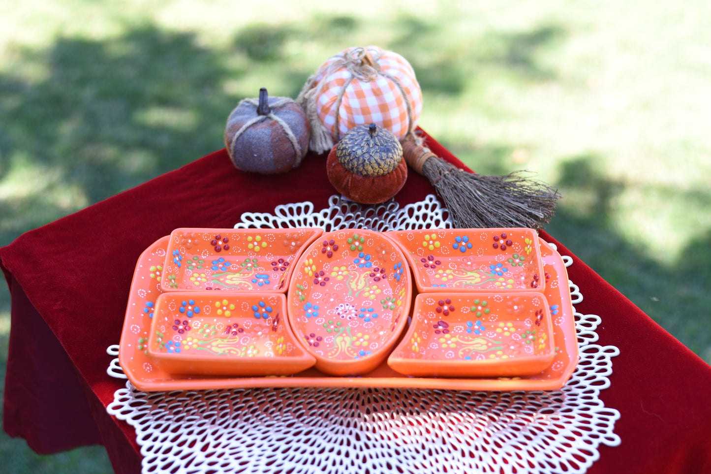 6 Piece Ceramic Hosting Platter, Serving Set, Handmade ceramic plate, Breakfast bowls set MANY COLORS