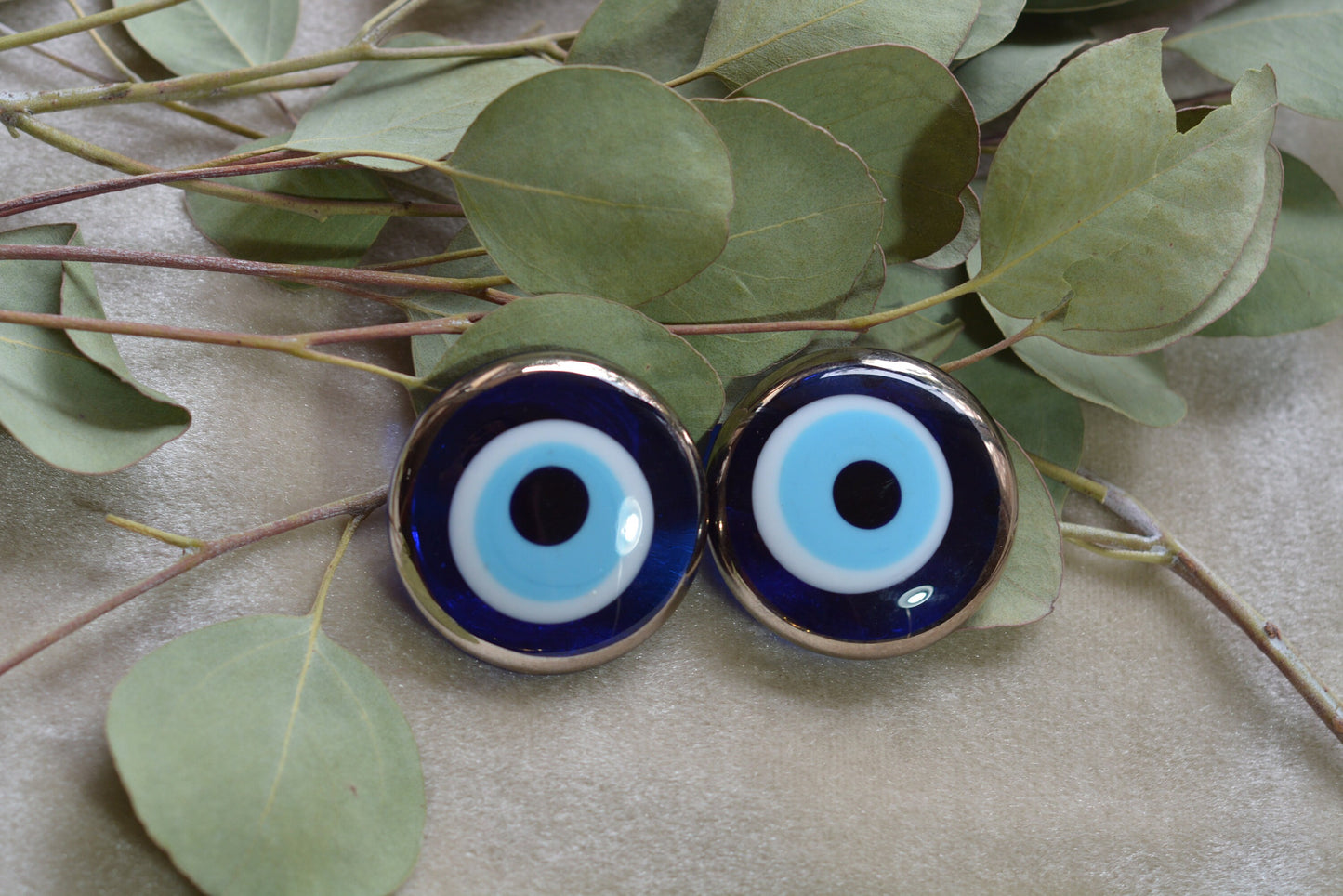 TWO Glass Evil Eye Magnets- Color Options!