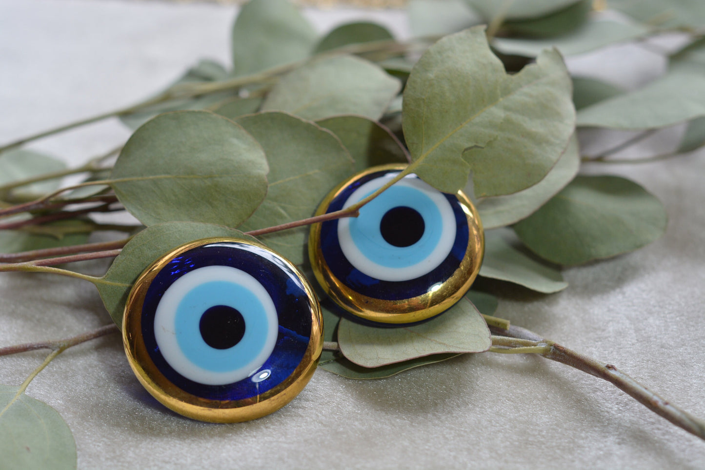 TWO Glass Evil Eye Magnets- Color Options!