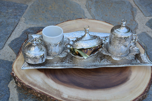Silver Turkish Coffee Cup Set for TWO (2)