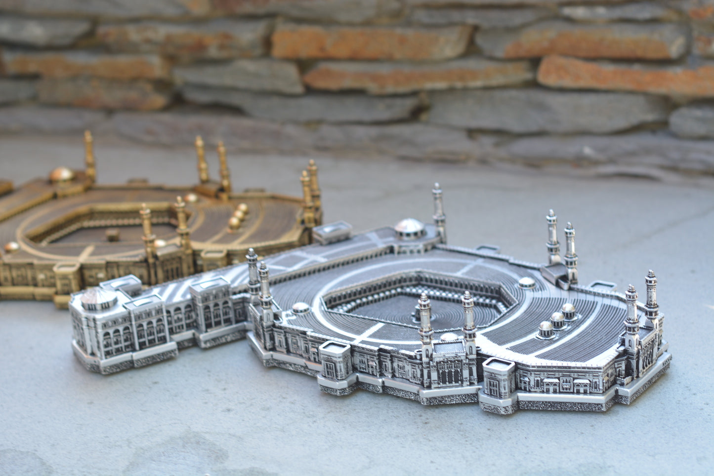 Replica of the Kaba and Al Masjid Al Haram in Mecca- Gold or Silver 14"x10"