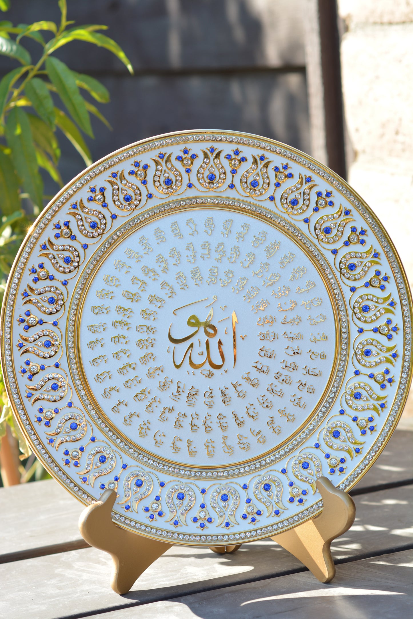 Molded 13-inch Gem Studded Decorative Display Plate