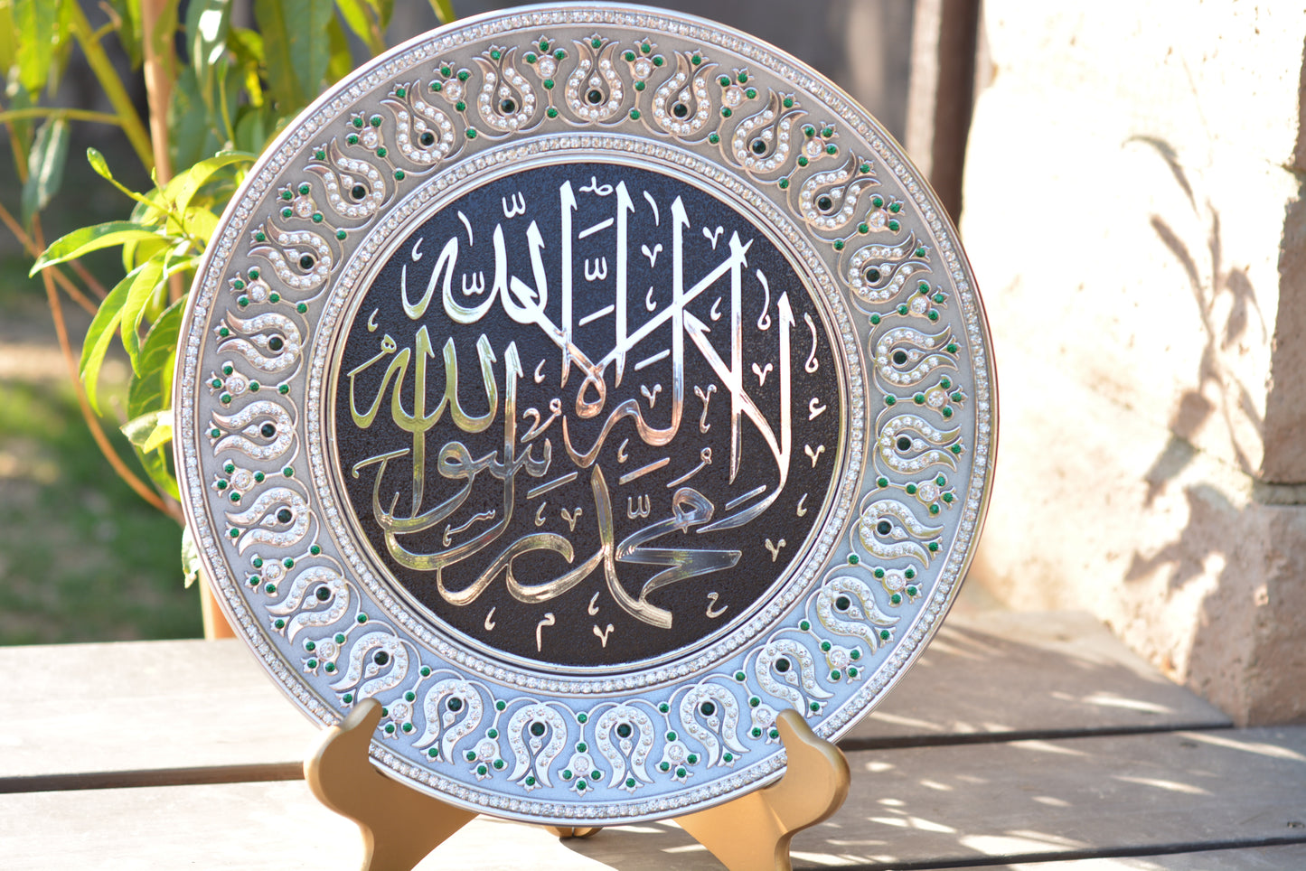 Molded 13-inch Gem Studded Decorative Display Plate
