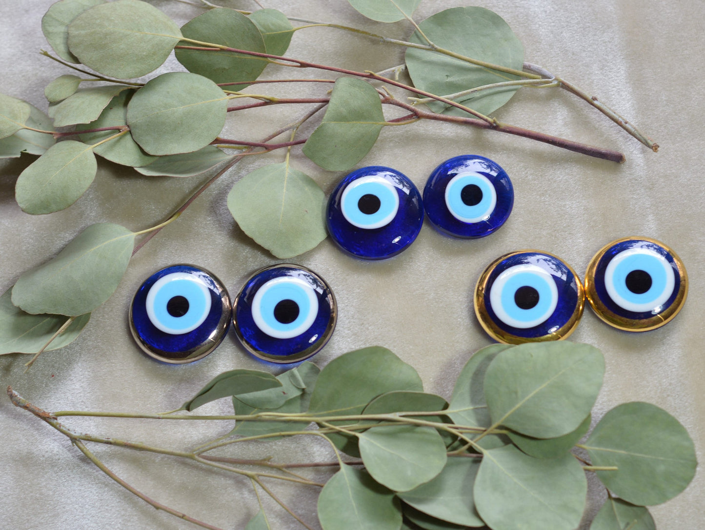 TWO Glass Evil Eye Magnets- Color Options!